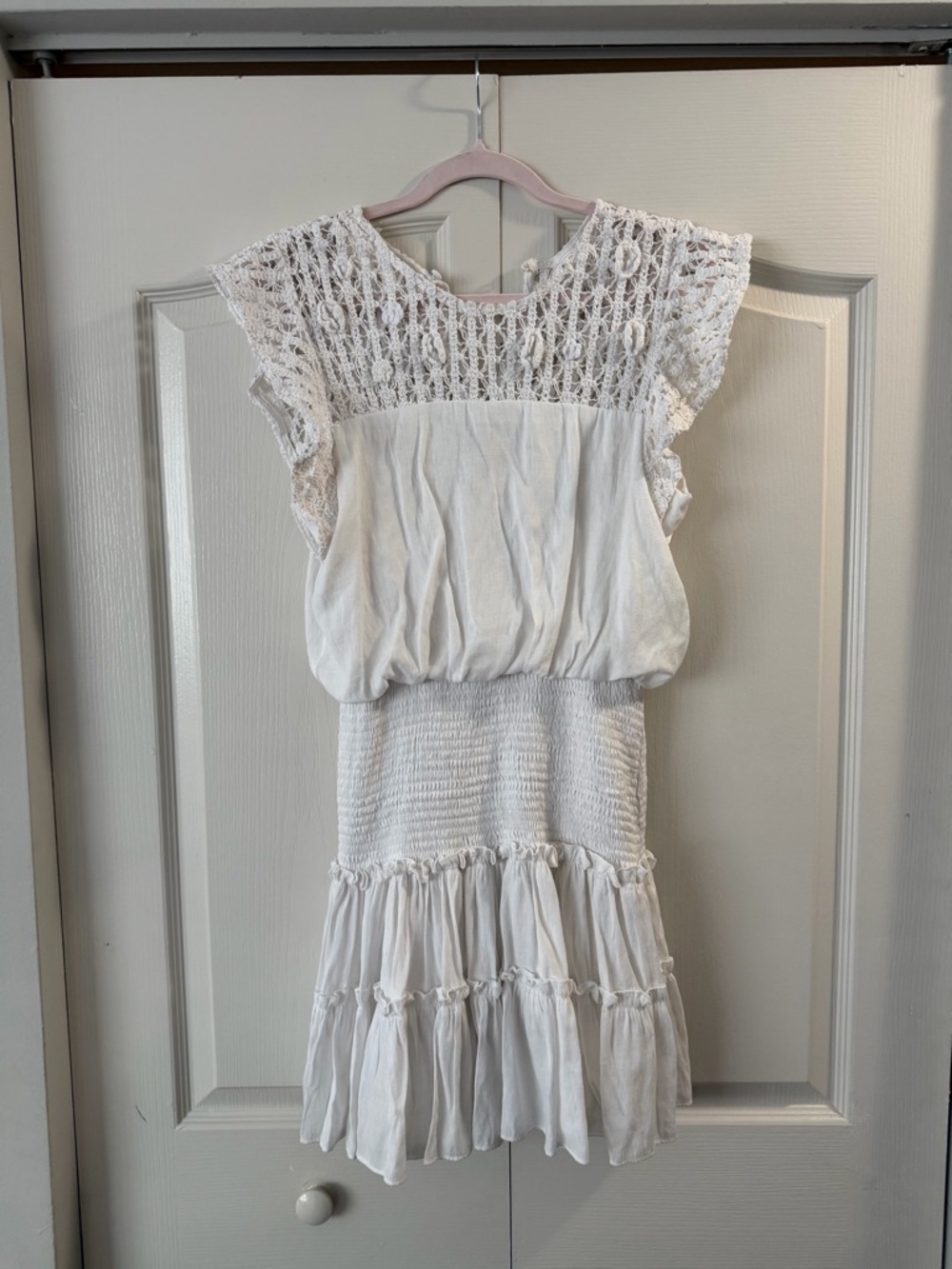 Aqua White Crochet Lace Mini Dress